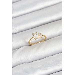 Erb Pirinç Gold Renk Zirkon Taşlı Kadın Yüzük