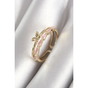 Erb Pirinç Gold Renk Zirkon Taşlı Kelebek Figür Kadın Yüzük