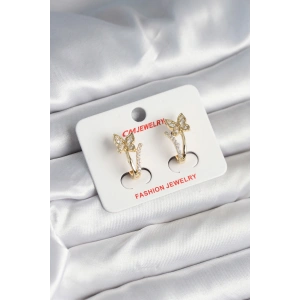 Erb Pirinç Gold Renk Zirkon Taşlı Kelebek Model Kadın Küpe