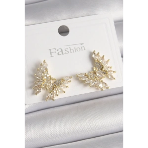 Erb Pirinç Gold Renk Zirkon Taşlı Kelebek Model Kadın Küpe
