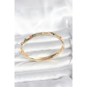 Erb Pirinç Gold Renk Zirkon Taşlı Kelepçe Bileklik