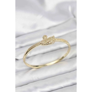 Erb Pirinç Gold Renk Zirkon Taşlı Kuğu Model Kadın Kelepçe Bileklik