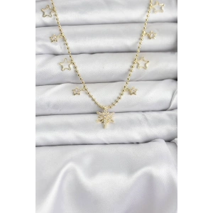 Erb Pirinç Gold Renk Zirkon Taşlı Kutup Yıldızı Model Kadın Kolye