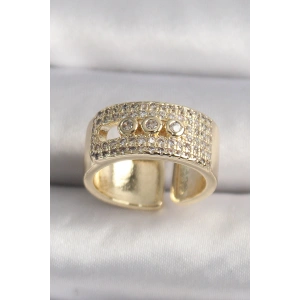 Erb Pirinç Gold Renk Zirkon Taşlı Messika Model Ayarlanabilir Kadın Yüzük