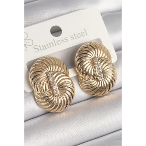 Erb Pirinç Gold Renk Zirkon Taşlı Sarmal Model Kadın Küpe