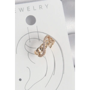 Erb Pirinç Gold Renk Zirkon Taşlı Sonsuzluk Zincir Model Kadın Kıkırdak Küpe