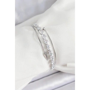 Erb Pirinç Gümüş Renk Arpa Zirkon Taşlı Kadın Bileklik