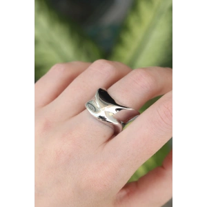 Erb Pirinç Gümüş Renk Ayarlanabilir Kalın Ezme Yüzük