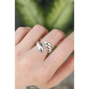 Erb Pirinç Gümüş Renk Ayarlanabilir Sarmal Yüzük