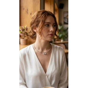 Erb Pirinç Gümüş Renk Choker Model Zirkon Taşlı Kadın Kolye