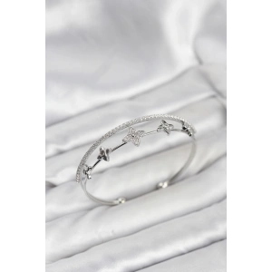 Erb Pirinç Gümüş Renk Çiçek Model Kadın Bileklik