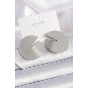 Erb Pirinç Gümüş Renk Daire Plaka Model Kadın Küpe