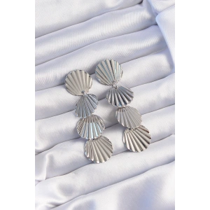 Erb Pirinç Gümüş Renk Deniz Kabuğu Model Sallantılı Küpe