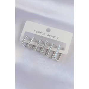 Erb Pirinç Gümüş Renk Dikdörtgen Model Küpe Seti