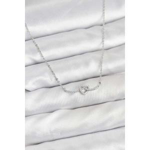 Erb Pirinç Gümüş Renk Düğüm Kalp Model Kadın Kolye