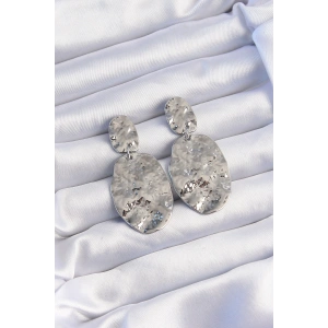 Erb Pirinç Gümüş Renk Ezme Plaka Küpe