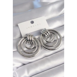 Erb Pirinç Gümüş Renk Halka Model Kadın Küpe