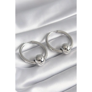 Erb Pirinç Gümüş Renk Halka Top Model Kadın Küpe