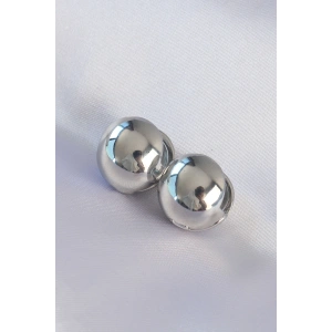 Erb Pirinç Gümüş Renk İçi Boş Minimal Topçuk Küpe