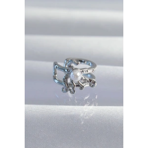 Erb Pirinç Gümüş Renk İncili Ahtapot Earcuff Küpe