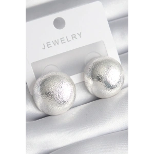 Erb Pirinç Gümüş Renk İşleme Detay Top Model Kadın Küpe