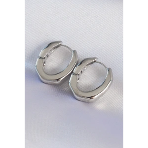 Erb Pirinç Gümüş Renk Kalın Kemik Model Küpe