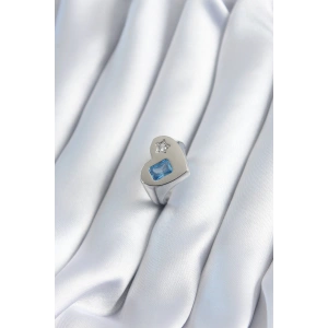 Erb Pirinç Gümüş Renk Kalp Model Yıldız Zirkon Taş Detay Kadın Yüzük