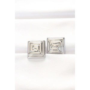 Erb Pirinç Gümüş Renk Kare Form Küpe