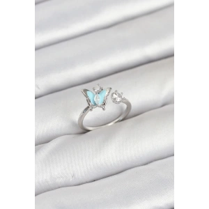 Erb Pirinç Gümüş Renk Kelebek Model Kadın Yüzük