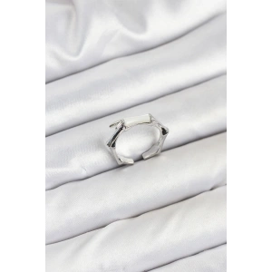 Erb Pirinç Gümüş Renk Kemik Model Kadın Yüzük