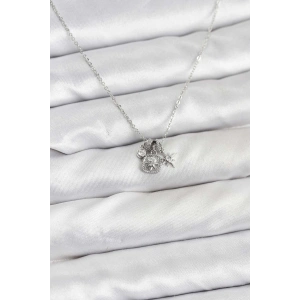 Erb Pirinç Gümüş Renk Minimal Charmlı Kadın Kolye