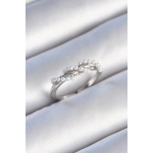 Erb Pirinç Gümüş Renk Sarmal İnci Model Kadın Yüzük