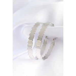 Erb Pirinç Gümüş Renk Tırtıklı Halka Küpe