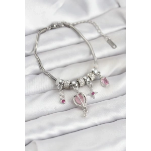 Erb Pirinç Gümüş Renk Uçan Balon Charmlı Kadın Bileklik