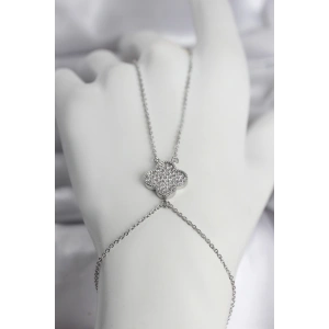 Erb Pirinç Gümüş Renk Yonca Model Kadın Şahmeran