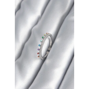 Erb Pirinç Gümüş Renk Zirkon Taş Detay Kadın Yüzük