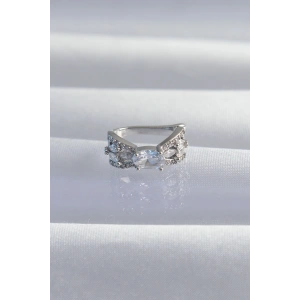 Erb Pirinç Gümüş Renk Zirkon Taş Kaplama Earcuff Küpe