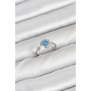 Erb Pirinç Gümüş Renk Zirkon Taşlı Ay Yıldız Kadın Yüzük