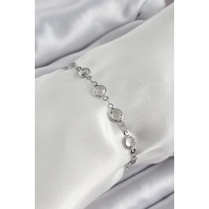 Erb Pirinç Gümüş Renk Zirkon Taşlı Bileklik