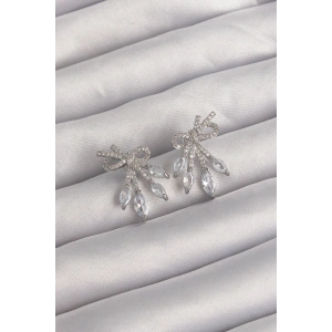 Erb Pirinç Gümüş Renk Zirkon Taşlı Fiyonk Küpe