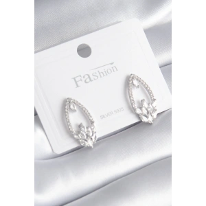 Erb Pirinç Gümüş Renk Zirkon Taşlı Kadın Küpe