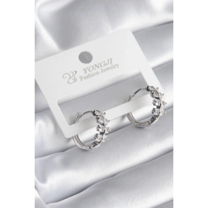 Erb Pirinç Gümüş Renk Zirkon Taşlı Kadın Küpe