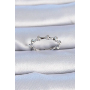 Erb Pirinç Gümüş Renk Zirkon Taşlı Kadın Yüzük