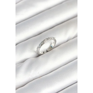 Erb Pirinç Gümüş Renk Zirkon Taşlı Kadın Yüzük