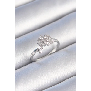 Erb Pirinç Gümüş Renk Zirkon Taşlı Kadın Yüzük