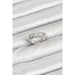 Erb Pirinç Gümüş Renk Zirkon Taşlı Kadın Yüzük