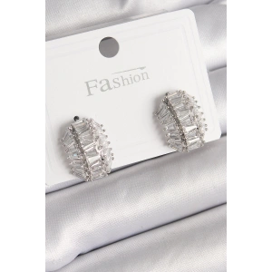 Erb Pirinç Gümüş Renk Zirkon Taşlı Kaplumbağa Kabuğu Model Kadın Küpe