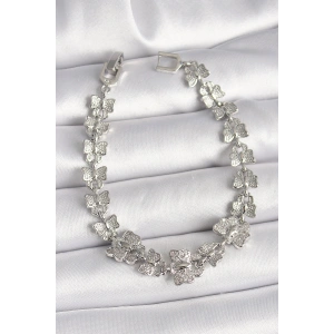 Erb Pirinç Gümüş Renk Zirkon Taşlı Kelebek Model Zincir Kadın Bileklik