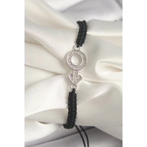 Erb Pirinç Gümüş Renk Zirkon Taşlı Mars Figür Asansörlü Makrome Model Kadın Bileklik