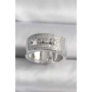 Erb Pirinç Gümüş Renk Zirkon Taşlı Messika Model Kadın Yüzük